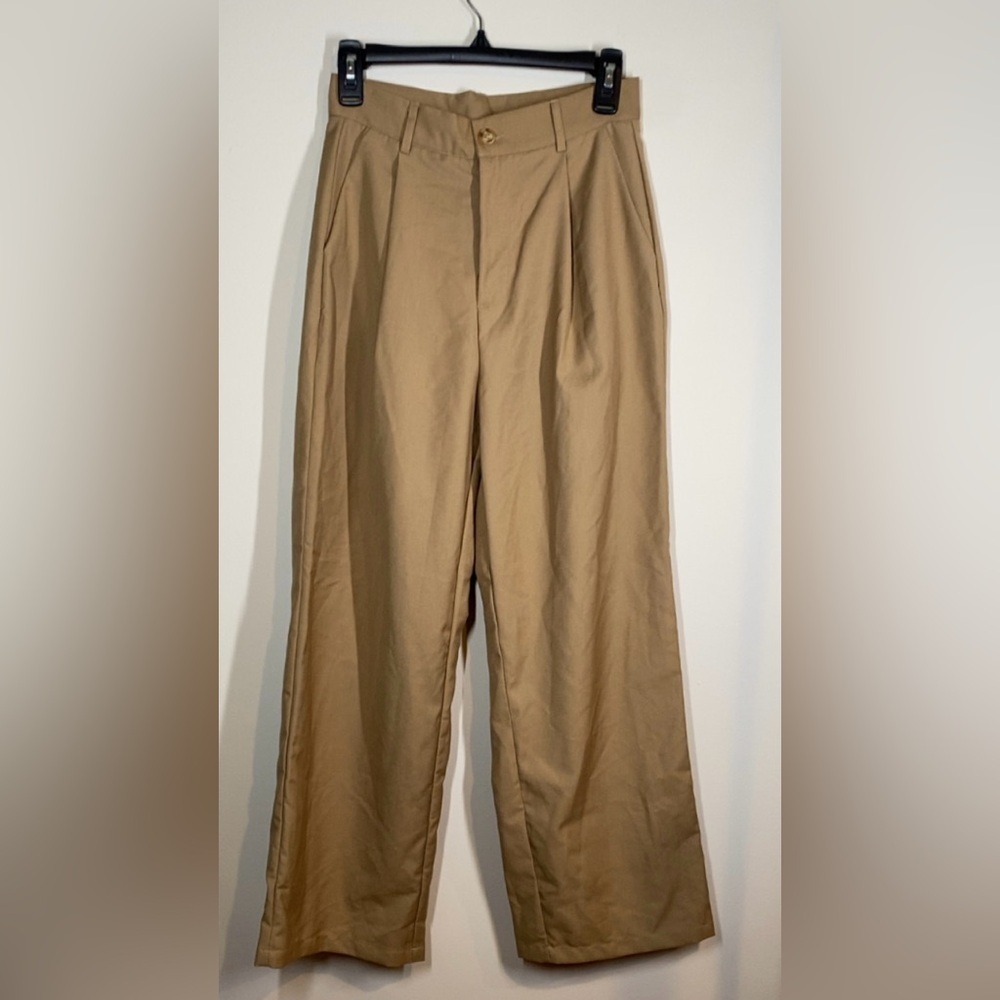 Cider Pleated Tan XS Straight Leg High Waist Dress Pants
